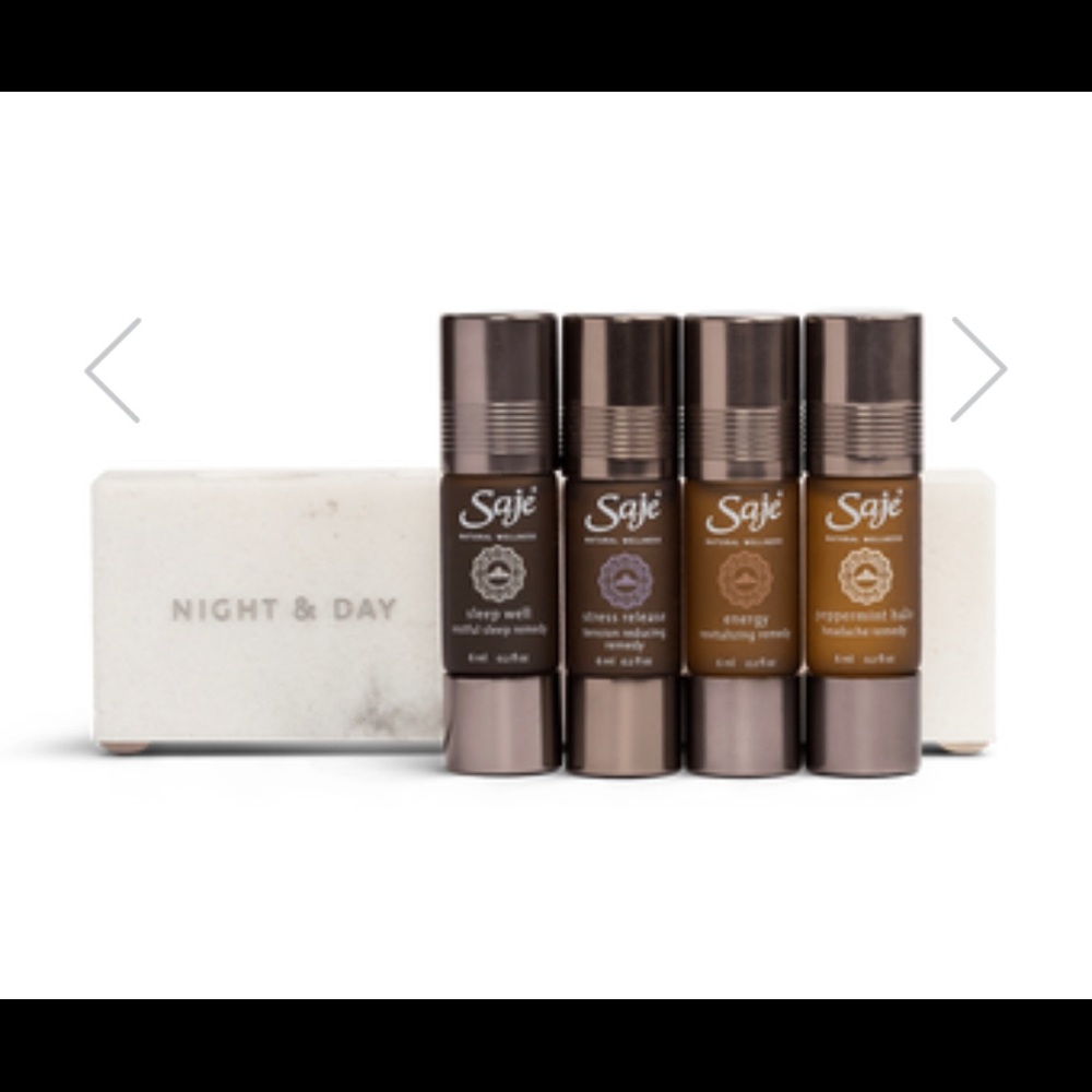 Saje Night & Day Essential Oils Rollers and Stand